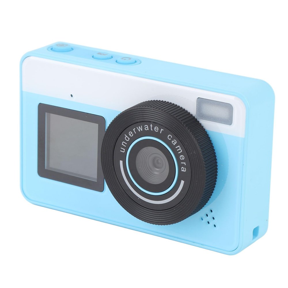 Kids Underwater Camera, IP68 Water Proof Camera for Swimming Snorkeling, 48MP 18X Zoom Digital Camera Dual Screen, for Students, Underwater Enthusiasts, with 32GB Card (Rose) (Blue)
