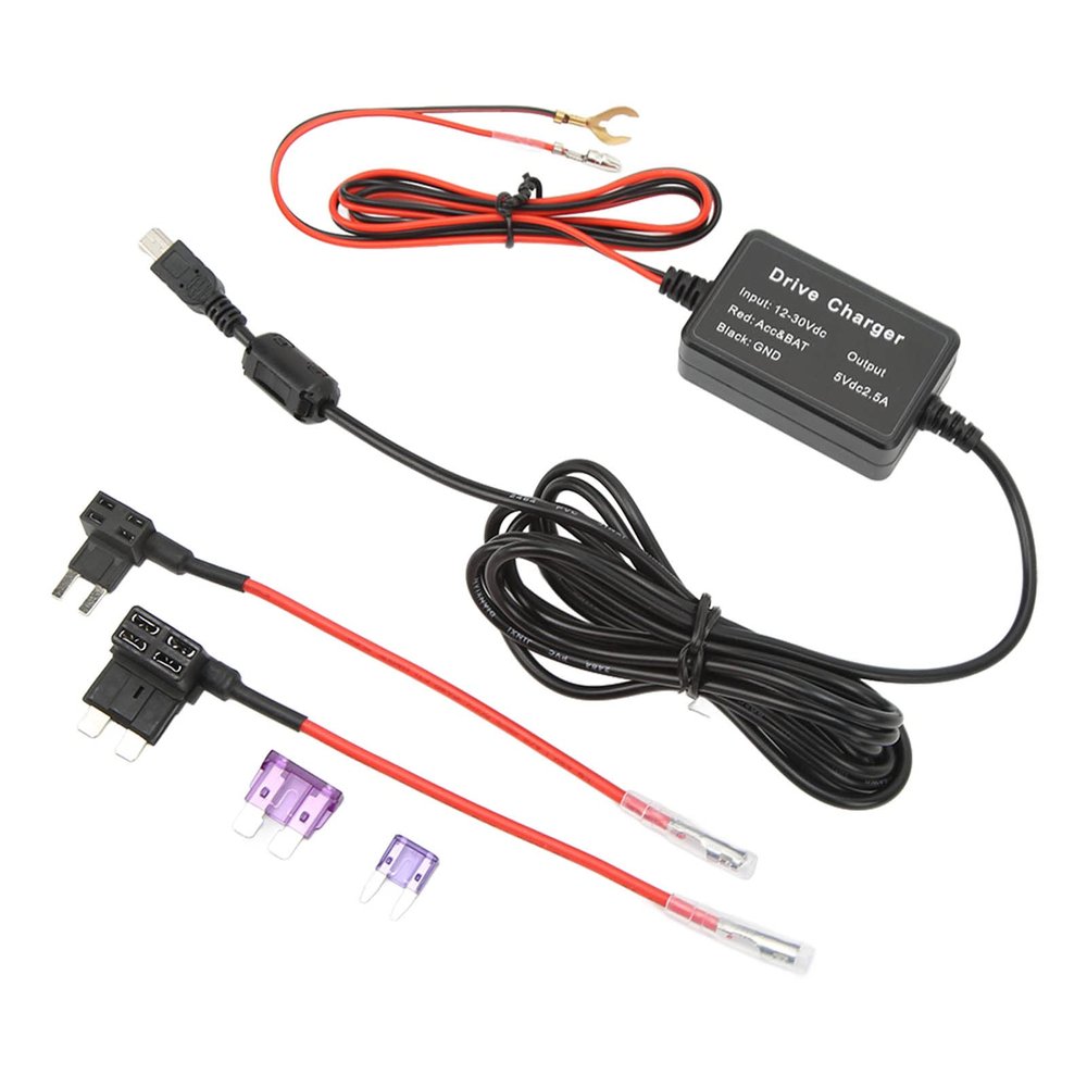 Dash Cam Hardwire Kit, Dash Cam Cable 12V30V to 5V Car Dash Camera Power Cord 3.2m Line Length Dashcam Hard Wiring Kit for Detector