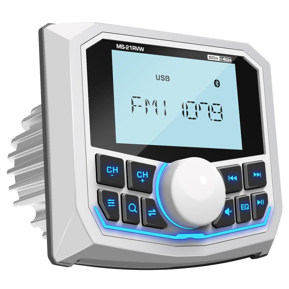 Bluetooth Boat Radio Receiver Waterproof: DOVOX Marine Gauge Stereo for Boat - 2.8 Inch LCD Display AM FM USB AUX Subwoofer for Golf Cart ATV UTV SXS Yacht