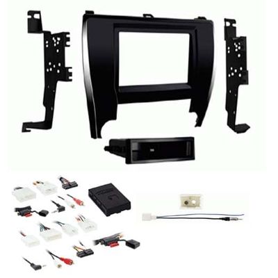 Single/Double DIN Car Stereo Installation Kit Compatible with Toyota Camry 2015, 2016, and 2017 for Factory Amplified Models and Steering Wheel Control