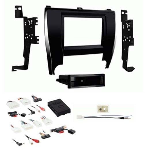 Single/Double DIN Car Stereo Installation Kit Compatible with Toyota Camry 2015, 2016, and 2017 for Factory Amplified Models and Steering Wheel Control