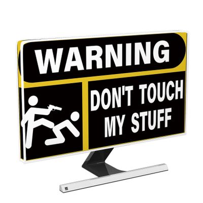 Baocicco Don't Touch My Stuff Waterproof Computer Monitor Cover 22, 23, 24, 25 Inch Privacy Warning Desktop Computer Monitor Covers Anti-Static Dustproof Protective Cover for LCD/LED/HD