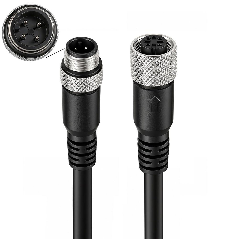 ZBLZGP High Speed M12 A-Code 4 Pin Male to Female Cable Shielded Twisted Pair 100Mbps for Ethernet/IP & PROFINET Fieldbus Networks 50M