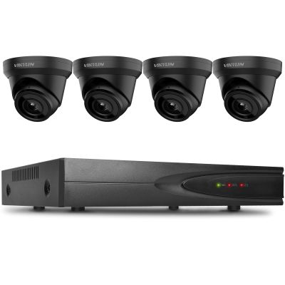 VIKYLIN 8 Channel Security Camera System, Full Function 4 x 4K 8MP Turret PoE IP Cameras,Smart Human/Vehicle Detection, 1-Way Talk112 Wide Angle, 98Ft Night Vision, Blue Iris, NDAA Compliant, Black