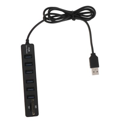 DOITOOL 6-Port USB Hub TFSD Card Reader for Laptop Portable Multi-Port USB Splitter Adapter for Office and Home Use 1m Data Transfer Cable Compatible