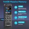 144GB Digital Voice Recorder with Playback, Volorful 1536Kbps Audio Recorder for Interviews Meetings, Voice Activated Recorder Recording Device with Noise Reduction, MP3 Stereo Player, Microphone view 2