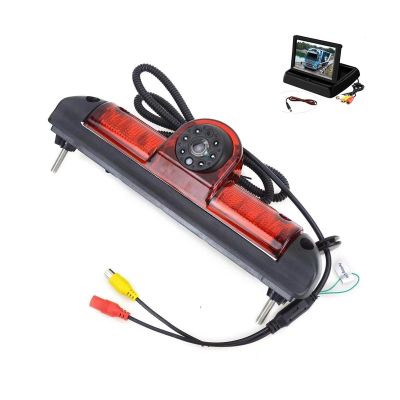 170 Degree Car 3rd Brake Light Rear View Camera Waterproof Night Vision Reverse Compatible for Fiat Ducato Peugeot Boxer Citroen(Plus 4.3 Fold)