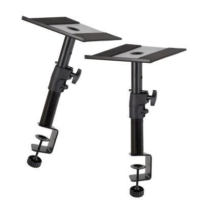 Adjustable and Secure Speaker Stand, Steel Panel Surround Sound Rack for 4-8 inch Speakers (C-Shaped Clamp