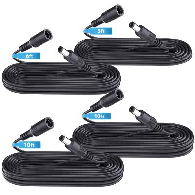 ANLINK 4 Pack 10ft/10ft/6ft/3ft DC Power Extension Cable, 3M/3M/2M/1M DC 12V Power Adapter Extension Cord for CCTV Security Camera/Router/LED Strip Light/Printer and More-Black