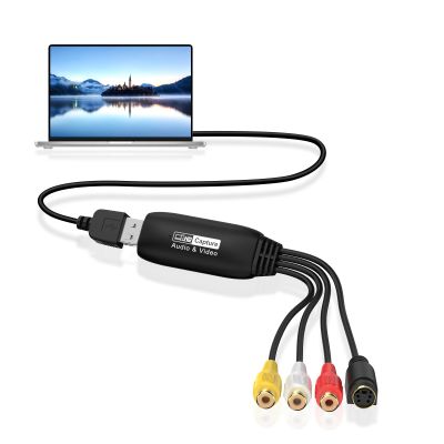XiaoYiShuo RCA Video Capture Card, USB 2.0 VHS to Digital Converter, DVD RCA to USB Audio Converter,Convert Digital from VHS VCR Mini DV for Conversion from Videotape to Computer Storage