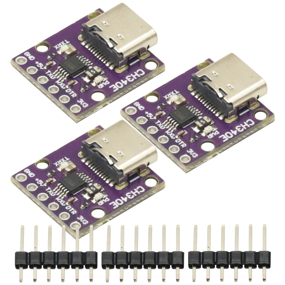 3Pcs CH340E MSOP10 USB to TTL Serial Converter, 5V/3.3V Alternative CH340G Module Type-C Interface for Arduino Pro mini