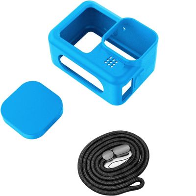 Silicone Case for GoPro Hero 13 Action Camera,Silicone Rubber Soft Case Protector Cover with Lens Cover Cap Lanyard Accessories Bundle Kit for Hero 13 Black Action Camera (Blue)