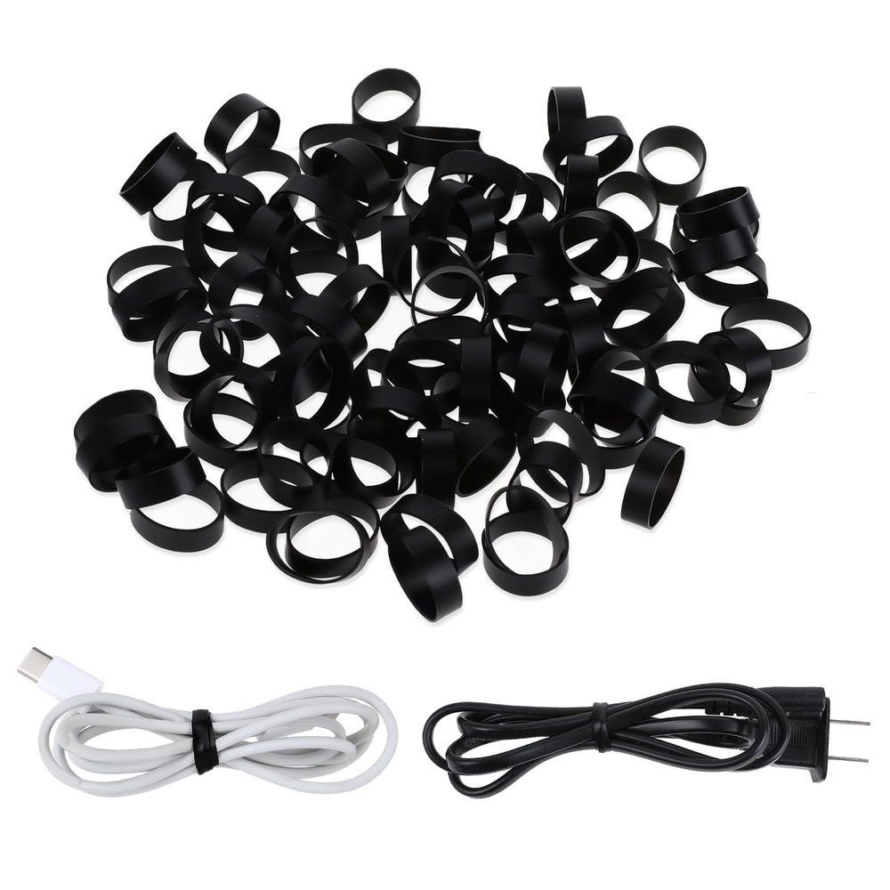 100 Pieces 0.5 Inch Small Elastic Silicone Rubber Bands Black Strong Rubberbands Heavy Round Siliconebands for Wire Cord Cable Wrapping, Bundle