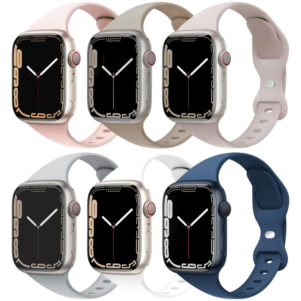 6 Pack Sport Bands Compatible with Apple Watch Band 38mm 40mm 41mm 42mm 44mm 45mm 49mm 46mm,Silicone Waterproof Strap Compatible with iWatch Apple Watch Series 10 9 Ultra 8 7 6 5 4 3 2 1 SE Women Men