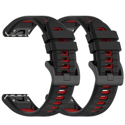 2Pack Sport Bands Compatible with Garmin Descent X50i Soft Silicone Breathable Replacement Wristbands (Black/Red)
