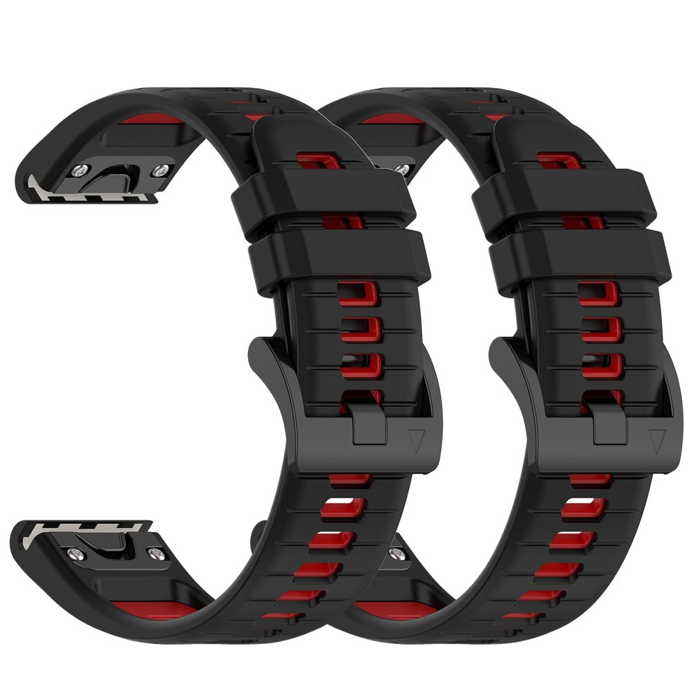 2Pack Sport Bands Compatible with Garmin Descent X50i Soft Silicone Breathable Replacement Wristbands (Black/Red)