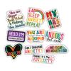 10pcs Anxiety Sticker Sheet, Aesthetic Mental Health Decals, Self Care Overthinkers, Anxious Minds, Emotional Wellness, Waterproof, UV-Resistant, for Water Bottle, Scrapbook, Laptop, Car, Truck view 1