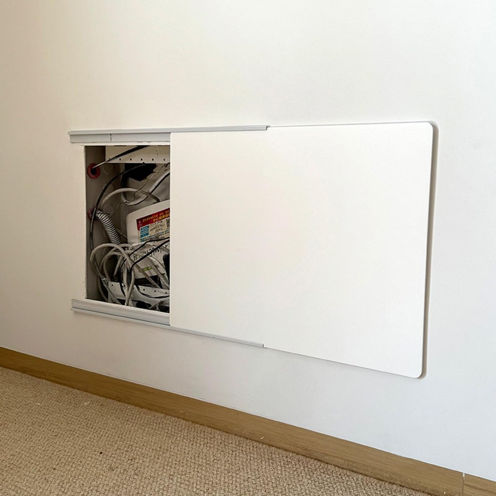 Electrical Panel Cover Extra Thin Switch Distribution Box Decorative, Breaker Panel Cover with Adhesive Strip, Sliding Hide Router Panel, Indoor Distribution Box(White B,W60xH50cm(23 5/8x19 3/4"))