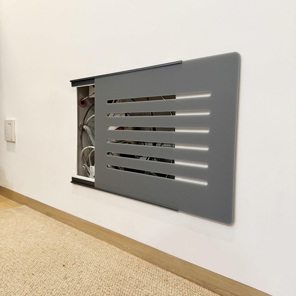 Electrical Panel Cover Extra Thin Switch Distribution Box Decorative, Breaker Panel Cover with Adhesive Strip, Sliding Hide Router Panel, Indoor Distribution Box(Gray B,W35xH25cm(13 3/4x9 7/8"))
