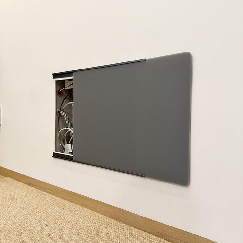 Electrical Panel Cover Extra Thin Switch Distribution Box Decorative, Breaker Panel Cover with Adhesive Strip, Sliding Hide Router Panel, Indoor Distribution Box(Gray A,W40xH30cm(15 3/4x11 3/4"))