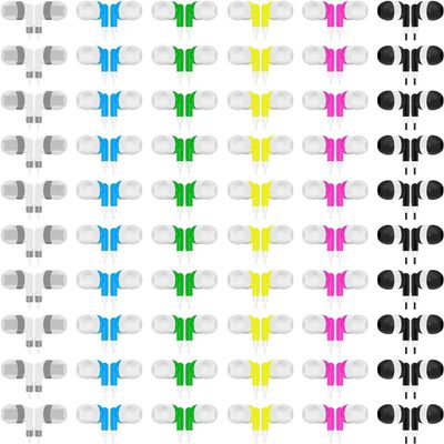 WAHUWAY Earbuds Bulk Kids Classroom Headphones, Multi Color, 60 Pack