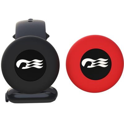 [2 Pack] Princess Cruise Medallion Watch Adapters Holder for Carnival Medallion (2024, 2025,2026),Silicone Accessory Fits Watch Wristbands, Also for Apple AirTag Cat Collar Holder, Black/Red