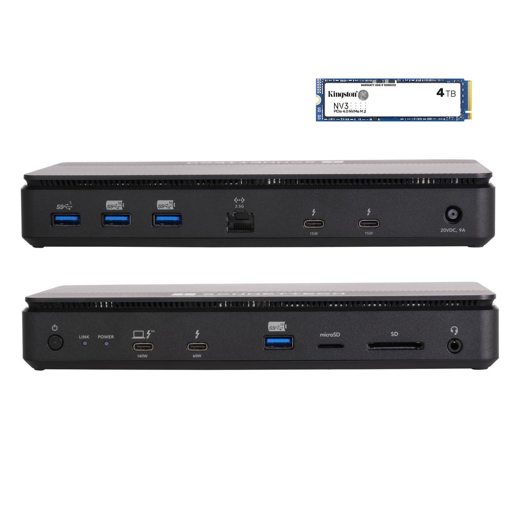 Sonnet Echo 13 Thunderbolt 5 SSD Dock Integrated 6000MB/s NVMe Storage, 4 Thunderbolt 5 Ports, 2.5Gb Ethernet, 8K Display Mac, Windows, Chromebook, iPad Pro (4TB Kingston PCIe 4.0 NVMe SSD)
