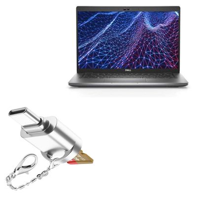 BoxWave Adapter Compatible with Dell Latitude 5430 - Micro SD Card miniReader, USB Type-C OTG Reader USB3.0 Adapter Keychain - Metallic Silver