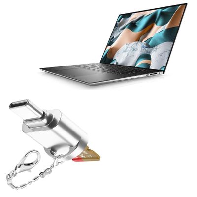 BoxWave Adapter Compatible with Dell XPS 15 (9500) (15.6 in) - Micro SD Card miniReader, USB Type-C OTG Reader USB3.0 Adapter Keychain - Metallic Silver