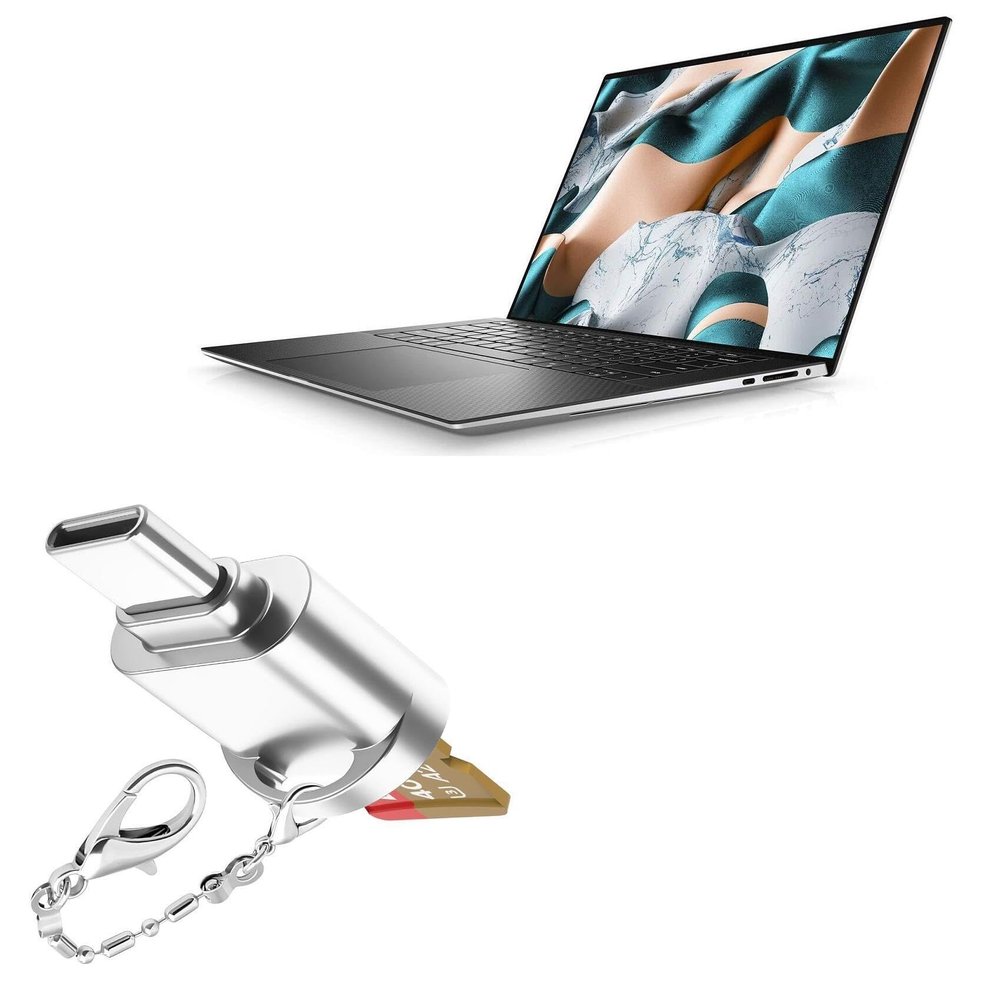 BoxWave Adapter Compatible with Dell XPS 15 (9500) (15.6 in) - Micro SD Card miniReader, USB Type-C OTG Reader USB3.0 Adapter Keychain - Metallic Silver