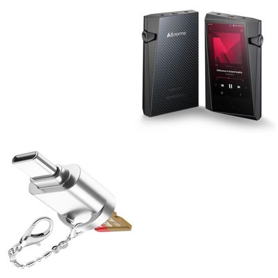 BoxWave Adapter Compatible with Astell & Kern SR35 - Micro SD Card miniReader, USB Type-C OTG Reader USB3.0 Adapter Keychain - Metallic Silver