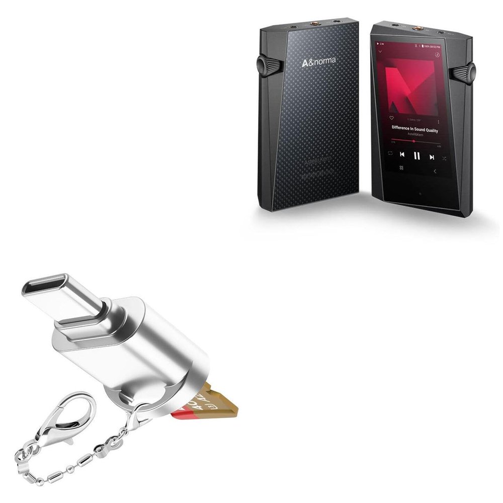 BoxWave Adapter Compatible with Astell & Kern SR35 - Micro SD Card miniReader, USB Type-C OTG Reader USB3.0 Adapter Keychain - Metallic Silver