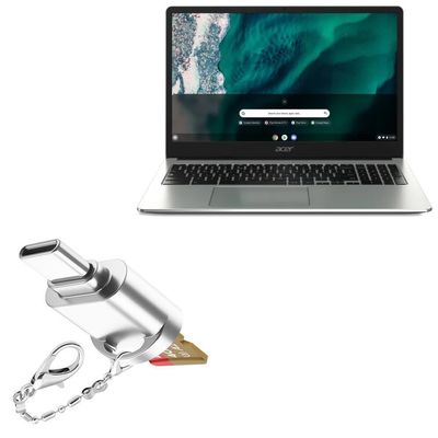 BoxWave Adapter Compatible with Acer Chromebook 315 (CB315-4H) - Micro SD Card miniReader, USB Type-C OTG Reader USB3.0 Adapter Keychain - Metallic Silver