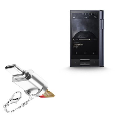 BoxWave Adapter Compatible with Astell & Kern KANN - Micro SD Card miniReader, USB Type-C OTG Reader USB3.0 Adapter Keychain - Metallic Silver