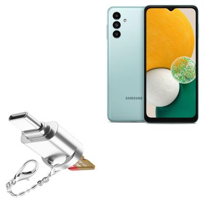 BoxWave Adapter Compatible with Samsung Galaxy A13 5G - Micro SD Card miniReader, USB Type-C OTG Reader USB3.0 Adapter Keychain - Metallic Silver