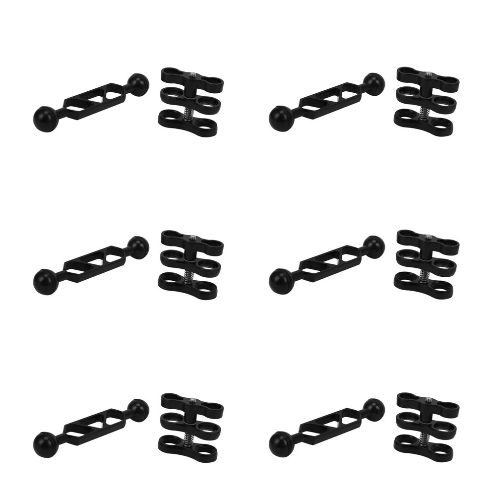 Bloepum Aluminum Alloy Scuba Diving Light Torch Dual Ball Joint Arm and 1 Set Butterfly Clip Clamp Mount