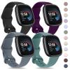 4 PACK Bands Compatible with Fitbit Versa 4 & 3 Bands/Sense 2 / Sense Band Women Men, Classic Soft Straps for Fitbit Versa 4 / Versa 3 /Sense 2 / Sense Smart Watch (Large,4 Pack A) view 1