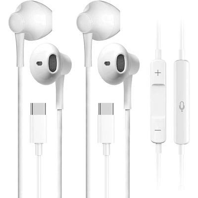 2 Pack USB C Headphones for iPhone 15 Earbuds Type C Wired Earphones with Mic & Remote Control Noise Cancelling for iPhone 16 pro, iPad Pro, Galaxy S23/S22/S21/S20/Ultra Note 10/20, Pixel 7/6/6a/5/4