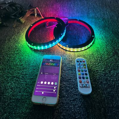 FIJVKNXY 2PCS 8" RGB Chasing LED Speaker Rings APP Remote Control