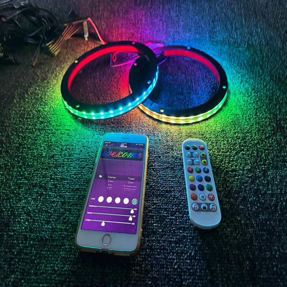 FIJVKNXY 2PCS 8" RGB Chasing LED Speaker Rings APP Remote Control
