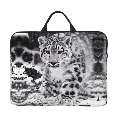14in Laptop Case Sleeve Bag Snow Leopard Full Print Design, Ideal for Business Travel and Daily Commute