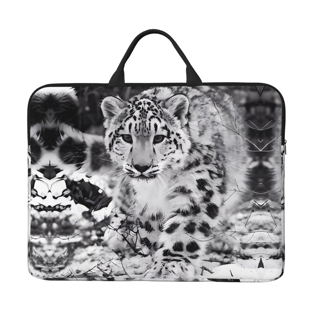 14in Laptop Case Sleeve Bag  Snow Leopard Full Print Design, Ideal for Business Travel and Daily Commute