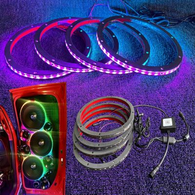 4PCS 6.5" Chasing Car LED Speaker Ring Light Colors Shift Coxial Lights