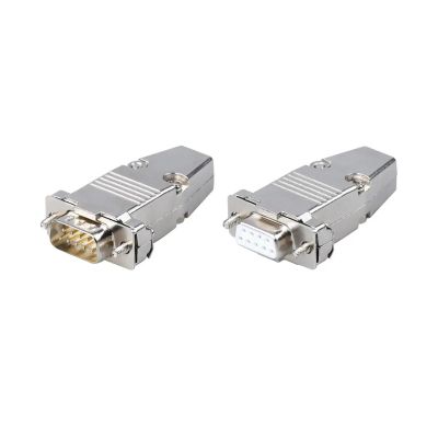 DB9 DB15 DB25 Pin Serial Port Connector Female Male Shell Socket Metal Plug Head 2 Rows Copper COM Adapter RS232 DP Joint(DB9 pin-Metal,Male Insert)
