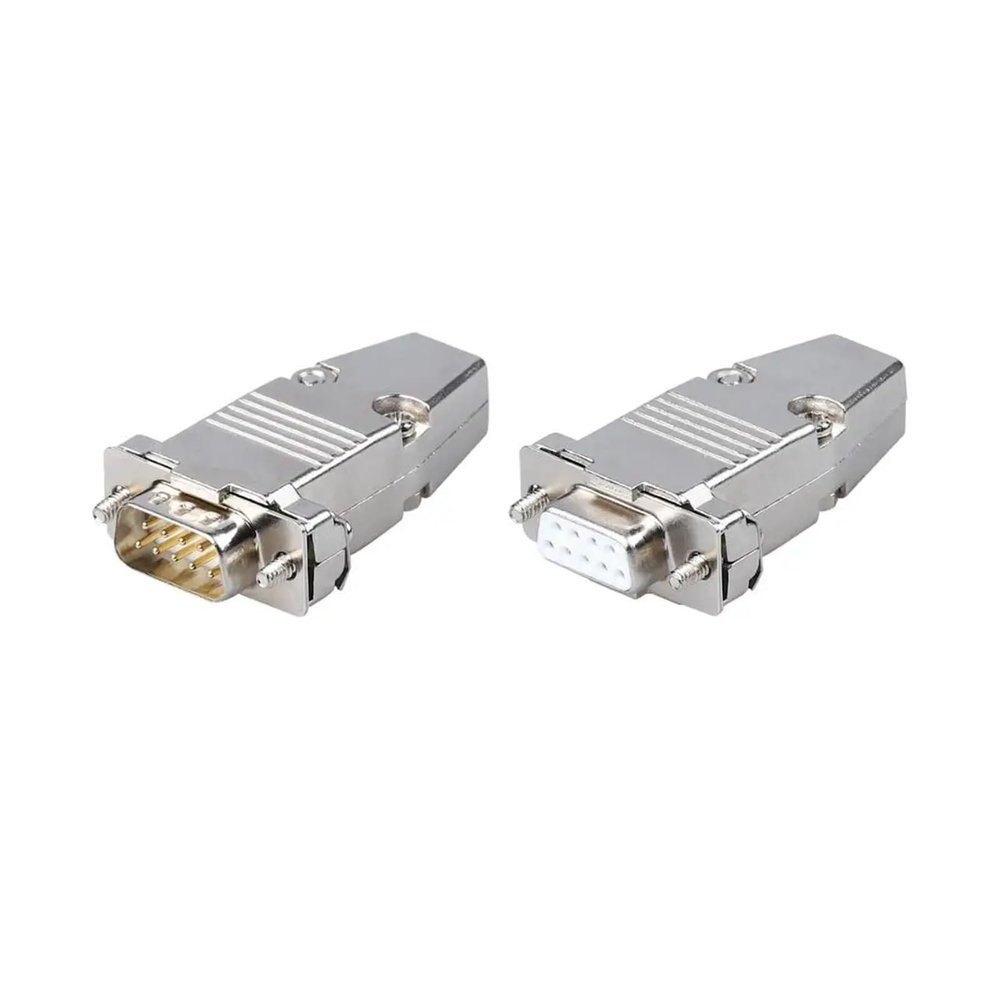 DB9 DB15 DB25 Pin Serial Port Connector Female Male Shell Socket Metal Plug Head 2 Rows Copper COM Adapter RS232 DP Joint(DB9 pin-Metal,Male Insert)