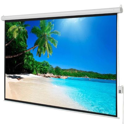 100'' Projector Screen, 4:3 Auto-Locking Portable Projection Screen with Remote Control, Roll Down Ceiling Projector Screens for Home, Party, Office, Outdoor, Indoor, White (80" W x 60" H)