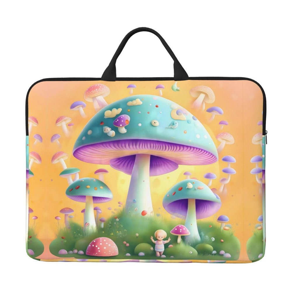 14in Fantasy Mushroom Print Laptop Case Sleeve Bag - Travel-Friendly Accessory for Business, and Everyday Use