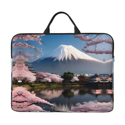 14in Mt. Fuji in Early Spring Print Laptop Case Sleeve Bag - Travel-Friendly Accessory for Business, and Everyday Use
