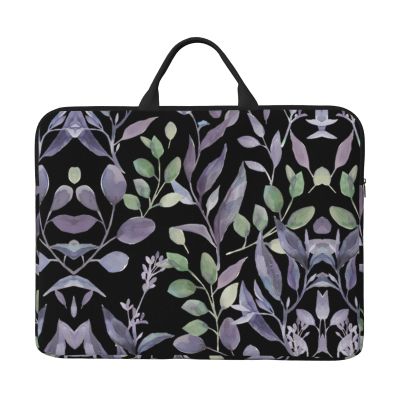 14in Laptop Case Sleeve Bag Purple Sage Green Leaves Full Print Design, Ideal for Business Travel and Daily Commute