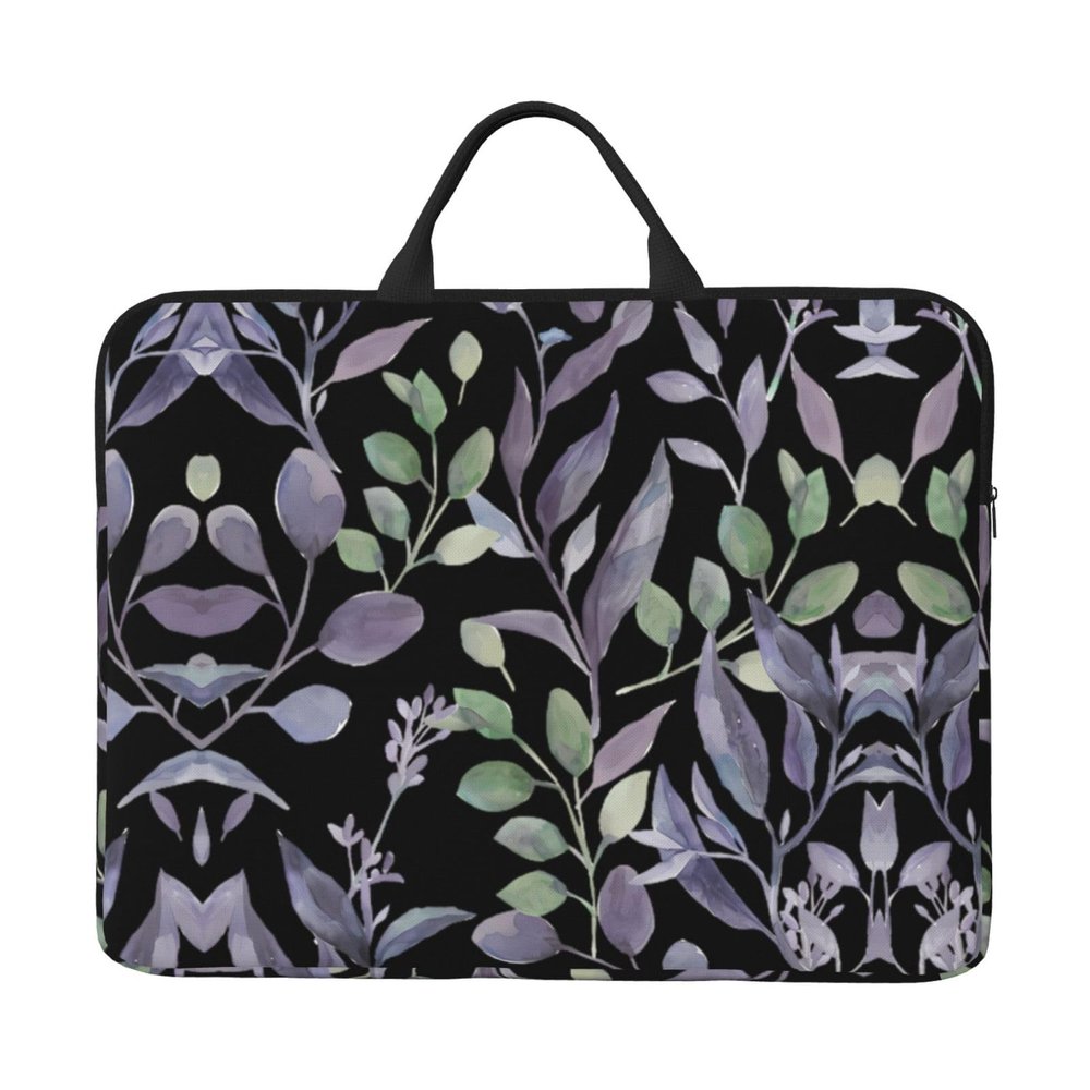 14in Laptop Case Sleeve Bag  Purple Sage Green Leaves Full Print Design, Ideal for Business Travel and Daily Commute